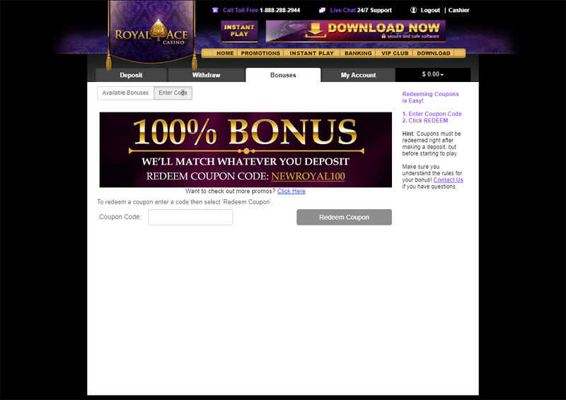 Royal Ace No Deposit Bonus Codes For 110 Free Aug 2020