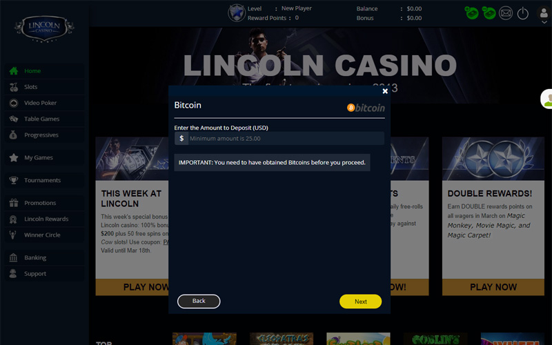 Lincoln casino no deposit code