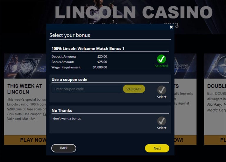 lincoln casino no deposit bonus codes 2023