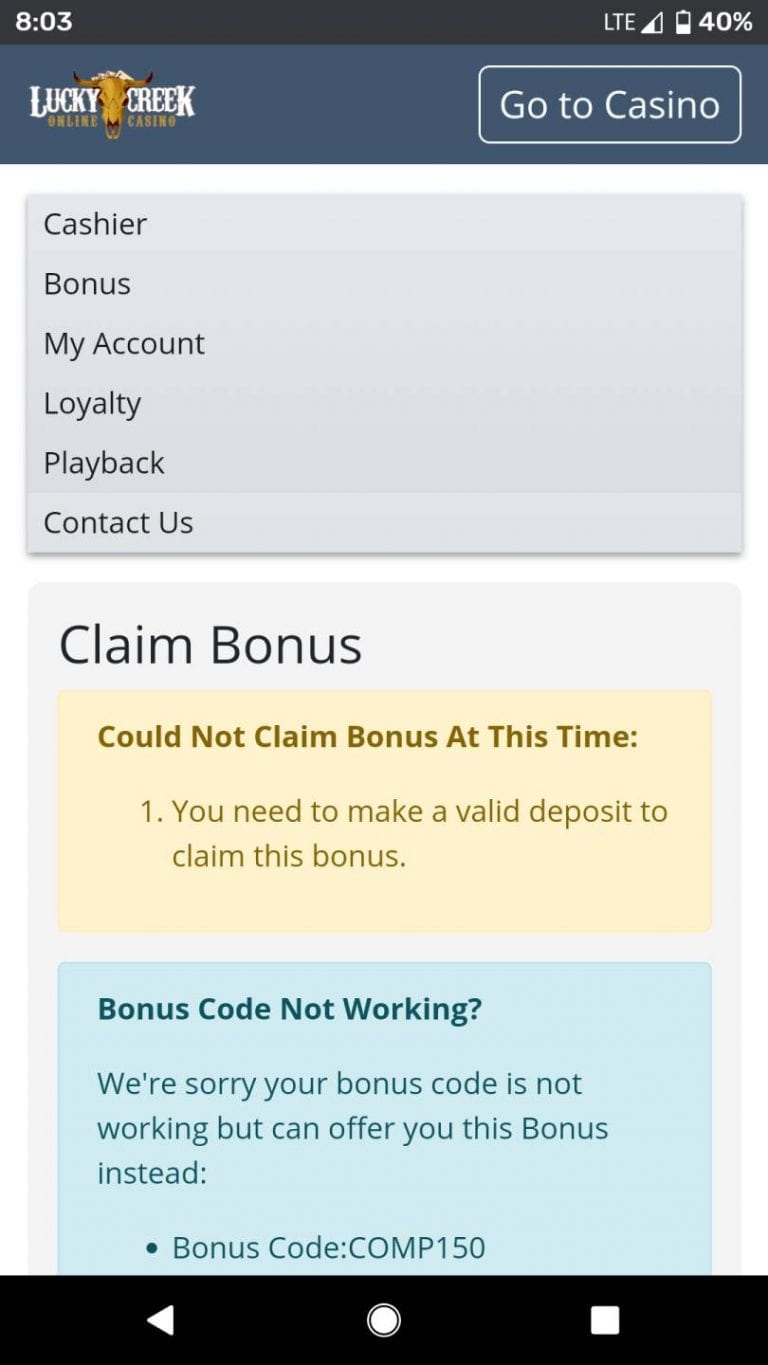 lucky creek casino free bonus codes