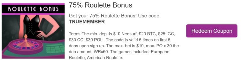 el royale casino free bonus codes
